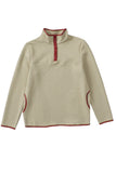 Beige Contrast Binding Snap Button Geometric Pullover Sweatshirt