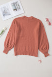 Solid Color Puffy Sleeve Pocketed Sweater