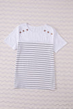 Nautical Striped Buttoned Short Sleeve Top