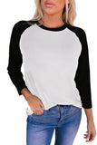 Black Color Block Raglan Sleeve Pullover Top