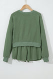 Green Fleece Two-piece Cropped Pullover and Shorts Set