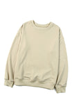 Beige Plain Crew Neck Pullover Sweatshirt