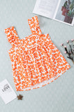 Orange Floral Print Square Neck Ruffle Tank Top