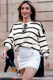 Stripe Buttoned Decor Sweater