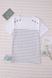 Nautical Striped Buttoned Short Sleeve Top