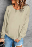 Beige Plain Crew Neck Pullover Sweatshirt