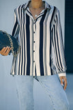 Black Brown Striped Modern Women Shirt