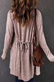 Pink Tunic Back Open Front Cardigan with Pockets