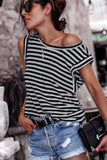 Black Striped Butterfly Sleeve T Shirt