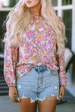 Purple Boho Paisley Printed Peasant Sleeve Blouse