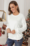 Beige Plain Crew Neck Pullover Sweatshirt