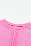 Rose Exposed Seamed High Low Raw Edge Sweatshirt