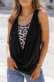 Black Leopard Ruched Fake Two-piece Tank