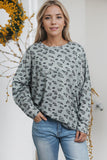 Leopard Animal Print Stitching Loose Long Sleeve Top