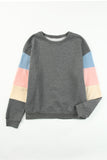 Gray Colorblock Long Sleeve Pullover Sweatshirt