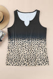 Black Gradient Leopard Split Neck Tank Top