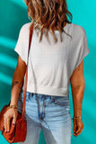 White Textured Knit Short Sleeve Top