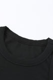 Solid Black Round Neck Ribbed Tank Top