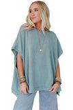 Apricot Ribbed Knit Batwing Sleeve Tunic Oversized T Shirt