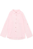 Pink Crinkle Texture Roll-tab Sleeve Shirt