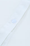 White Solid Pocket Long Sleeve Button-up Shirt