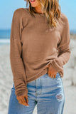 Green Waffle Knit Drop Shoulder Long Sleeve Top