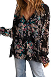 Black Wildflower Print Chiffon Blouse