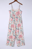 Pink Floral Print Lace Splicing Sleeveless Blouse