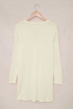 White Solid Color Open-Front Buttons Cardigan