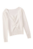 Beige Ruched Sweetheart Neckline Rib Knit Sweater