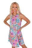 Multicolor Floral Print Smocked Tank Top