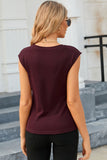 Red Slash Cutout Cap Sleeve T Shirt