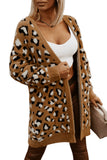 Brown Leopard Print Fur Cardigan