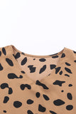 Leopard V Neck Ruffled Cuffs Loose Blouse