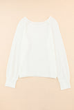 White Long Sleeve Cutout Shoulder Relaxed Sweater