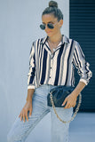 Black Brown Striped Modern Women Shirt