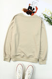 Beige Plain Crew Neck Pullover Sweatshirt