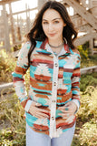 Multicolor Aztec Print Buttoned Pocket Chest Long Sleeve Shirt