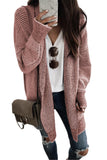 Pink Plaid Knitted Long Open Front Cardigan