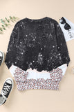 Black Leopard Bleached Pullover Sweatshirt