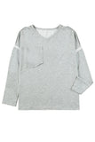 Gray Pocketed Oversized Drop Sleeve Top