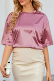 Apricot Glitter Chest Pocket Round Neck Long Sleeve Top