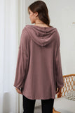 Buttoned High and Low Hem Hoodie