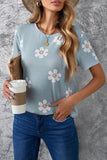 Gray Floral Pattern T-shirt