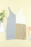 Apricot Color Block Knitted Tank Top