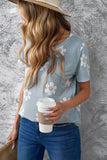 Gray Floral Pattern T-shirt