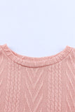 Pink Leopard Sequin Splicing Sleeves Textured Knit Top