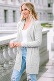 Beige Thermal Waffle Knit Pocketed Cardigan