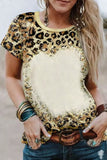 Leopard Leopard Bleached O-neck T Shirt