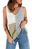 Apricot Color Block Knitted Tank Top